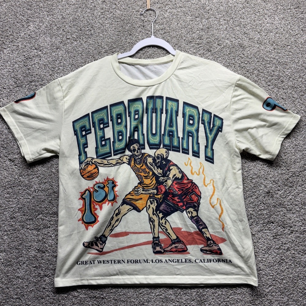 Kobe V Jordan 1998  The Forum Skulls Graphic Tee‎ Rare Size L-XL Measured VTG